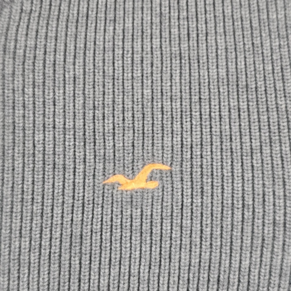 Hollister Sweater Mens Large Gray Cotton V Neck Knit Pullover Embroidered Y2K - Picture 4 of 9